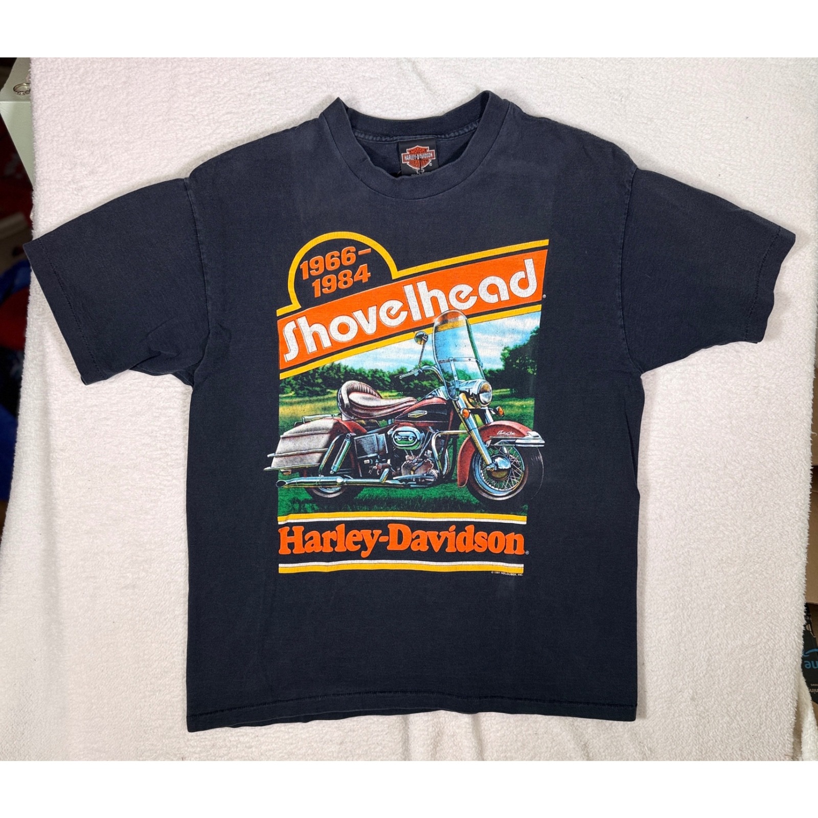 Vintage 1991 Harley Davidson Shovelhead TShirt Mens Large Black Single Stitch